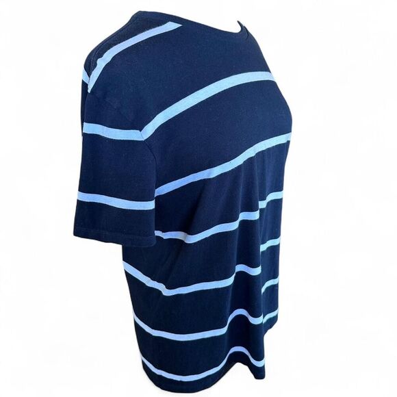 Tommy Hilfiger Navy Blue Striped Tee Shirt - Size L - Classic Casual Preppy - Picture 7 of 8